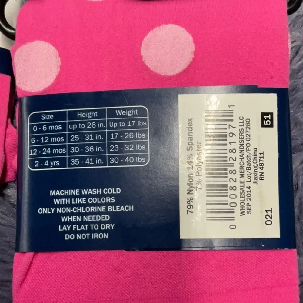 Falls Creek 0-6 & 6-12 Months Pink White Polka Dot Tights - New